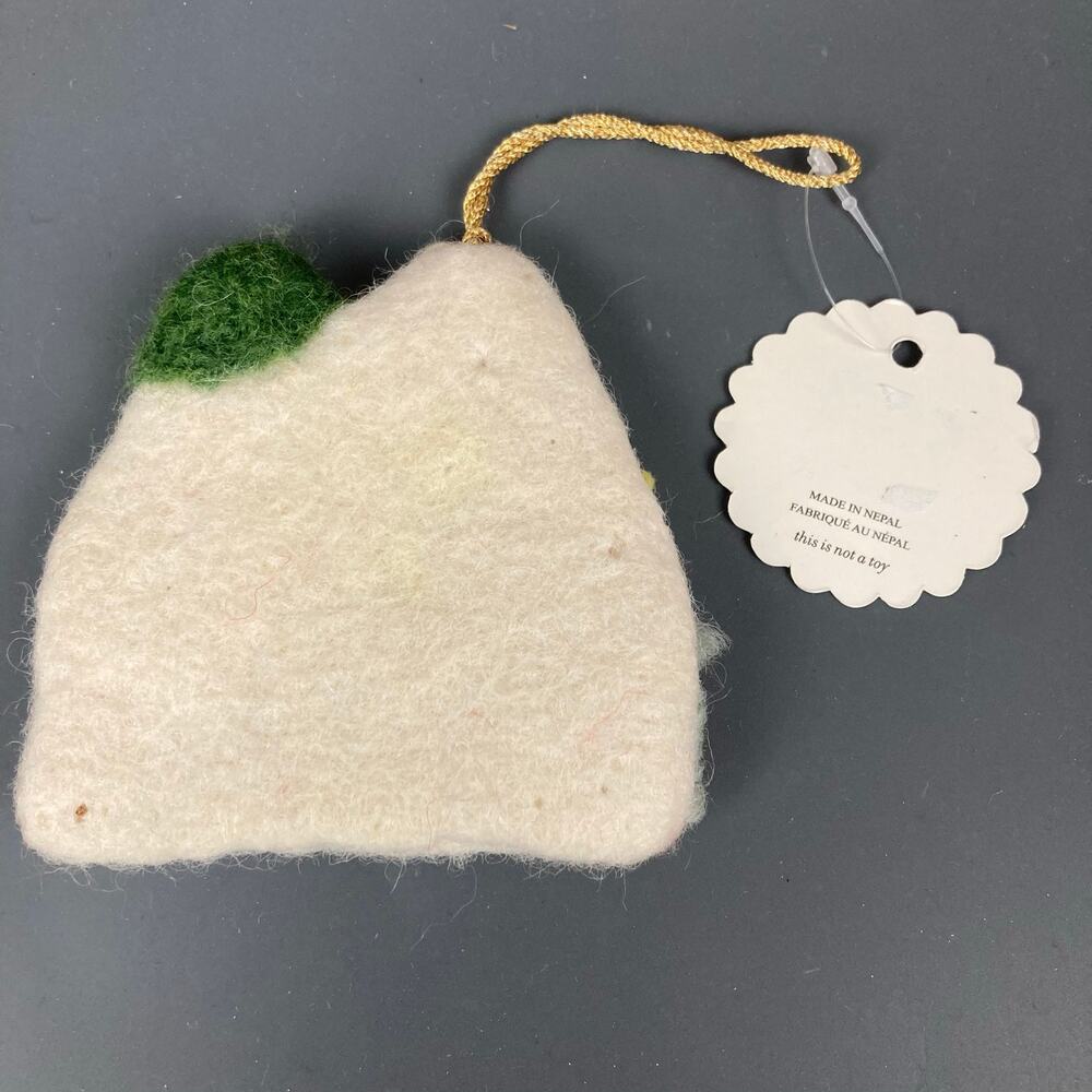 Anthropologie Felt Wool Monogram Letter "V" Christmas Ornament Nepal Embroidery - Picture 2 of 4